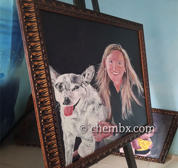 Wedding portrait oil painting in African traditional attire